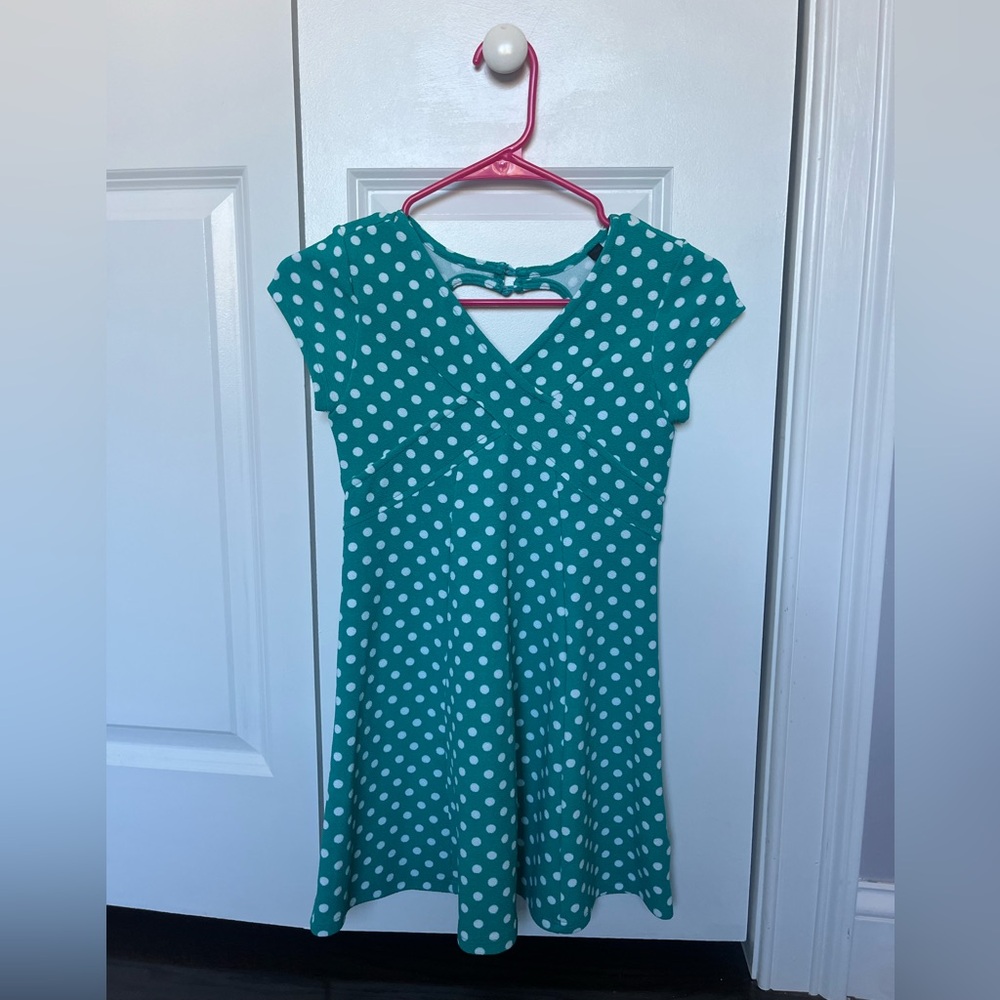 Jessica Simpson Teal and White Polka Dot Dress